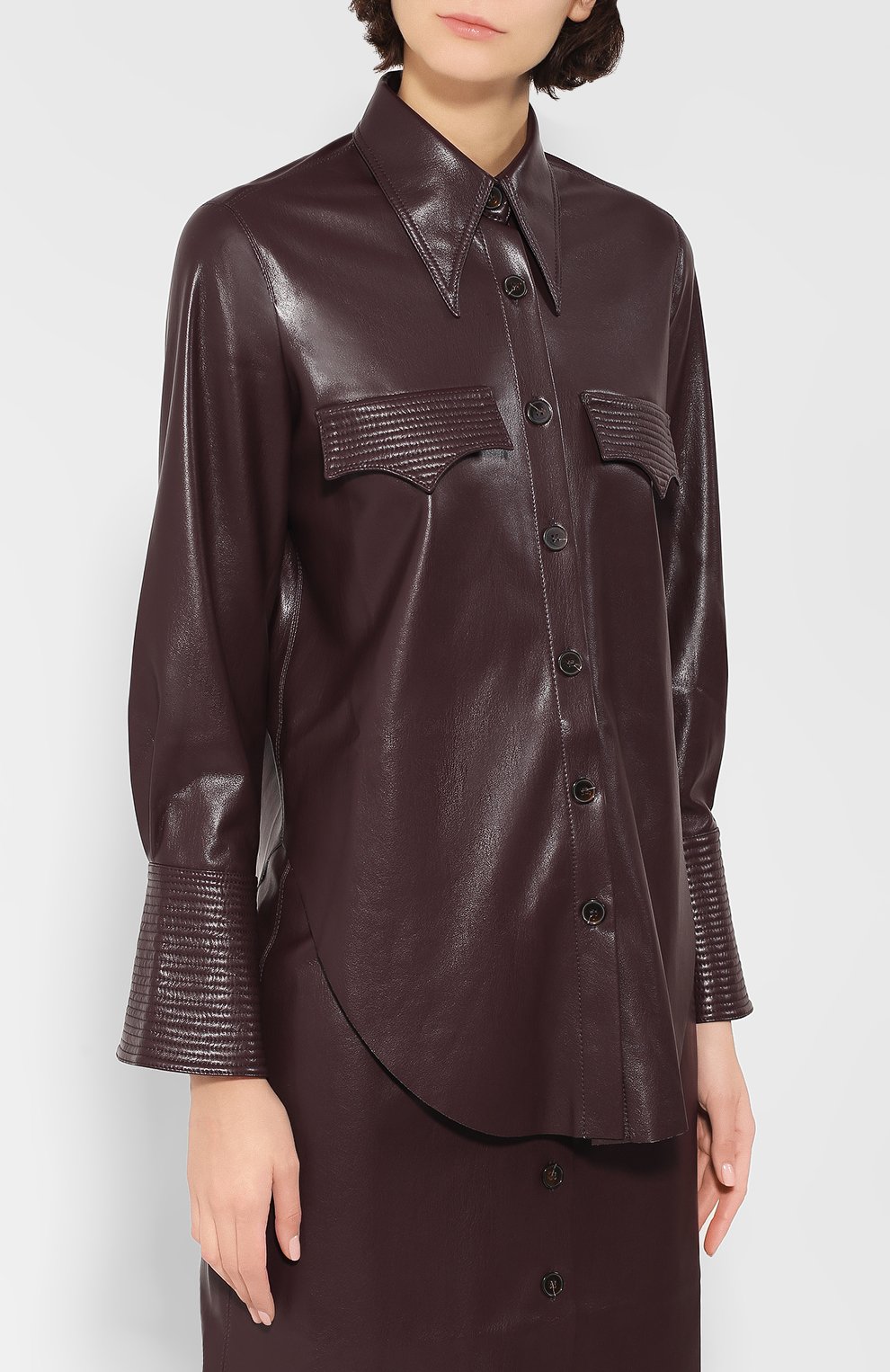 Рубашка NANUSHKA, арт. ELPI_AUBERGINE_VEGAN LEATHER, фото 3