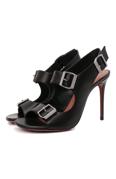 Кожаные босоножки marni AMINA MUADDI, арт. MARNI SANDAL/CALF/BLACK+WHITE CRYSTALS, фото 1