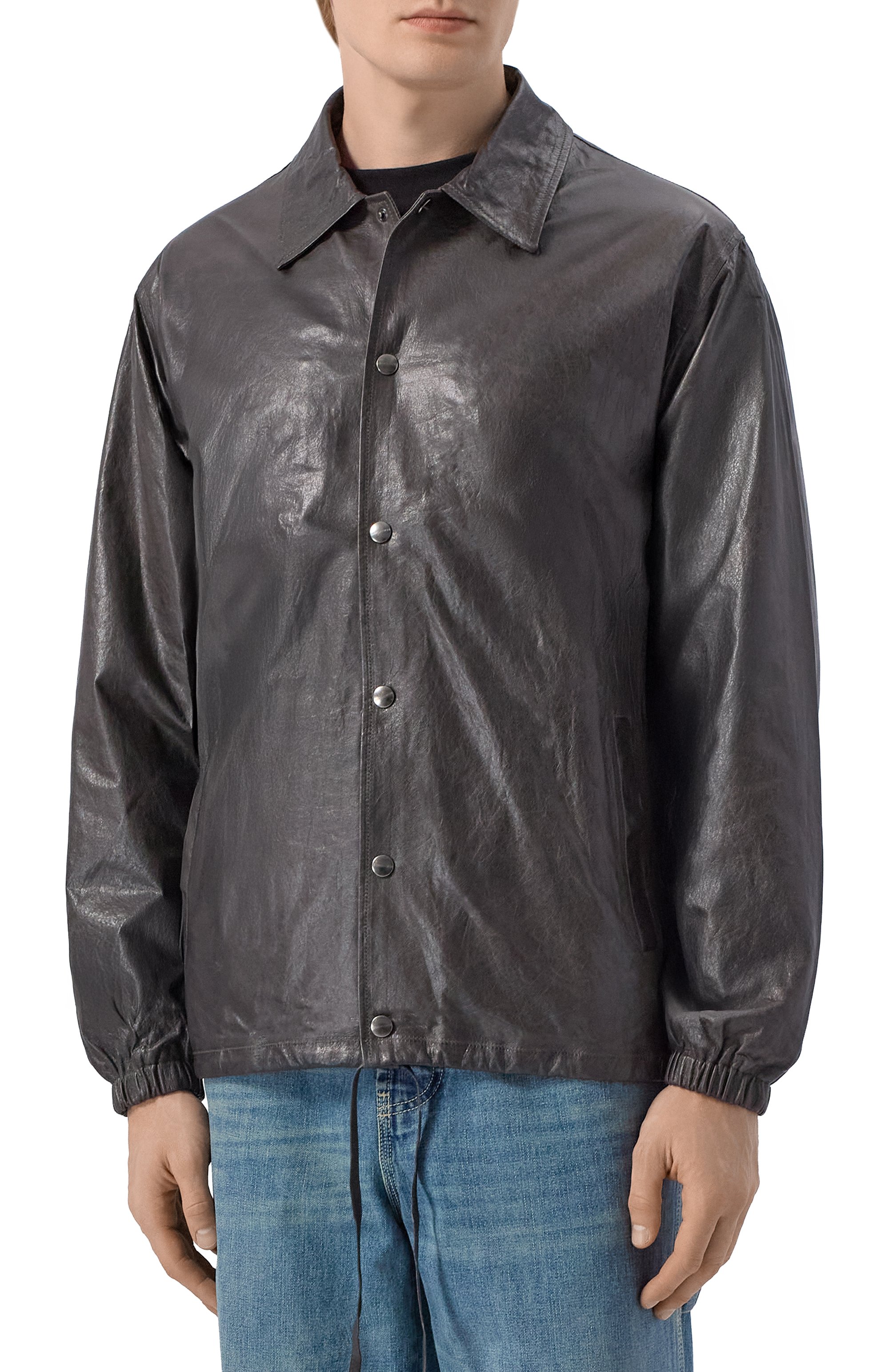 Кожаная куртка-рубашка GIORGIO BRATO темно-серого цвета по цене 172000 руб., арт. GU26S24003WRTM, фото 3 Кожаная куртка-рубашка GIORGIO BRATO, арт. GU26S24003WRTM, фото 3