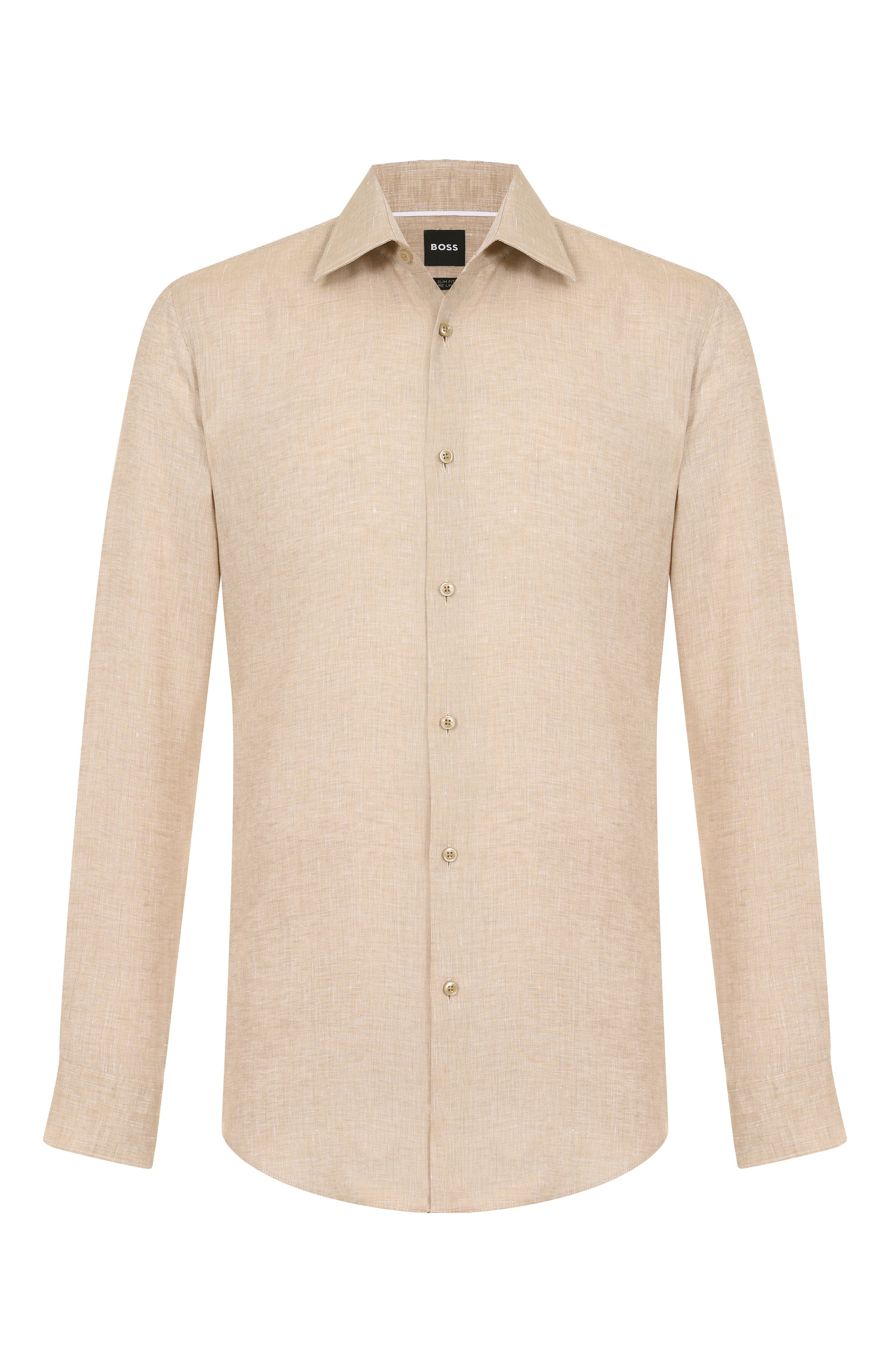 Льняная рубашка BOSS бежевого цвета по цене 22450 руб., арт. 50490234, фото 1 Льняная рубашка BOSS, арт. 50490234, фото 1