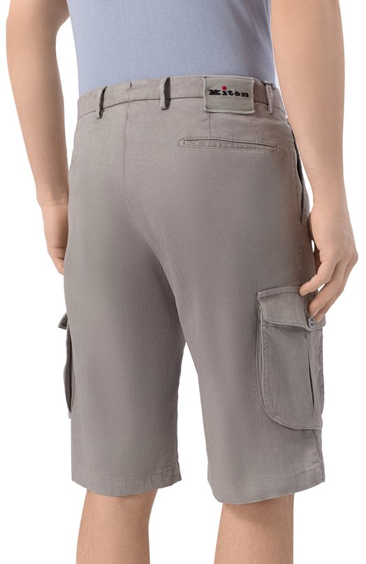 Шорты изо льна и хлопка Kiton UFPPBK0603H Серый  UFPPBK0603H Фото 4