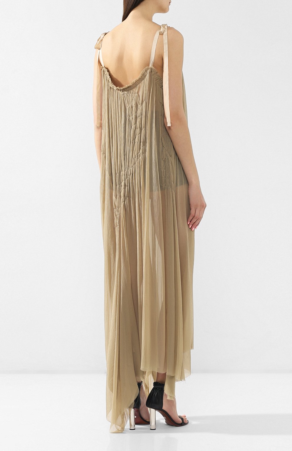 Шелковое платье ANN DEMEULEMEESTER хаки цвета по цене 193500 руб., арт. 1901-2300-P-106-061, фото 4 Шелковое платье ANN DEMEULEMEESTER, арт. 1901-2300-P-106-061, фото 4