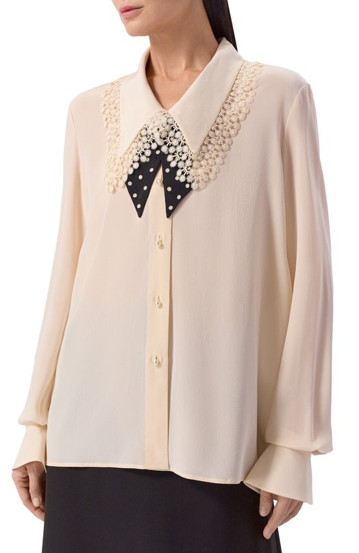 Шелковая блузка Valentino 8B3AB855/21B Бежевый  8B3AB855/21B Фото 3