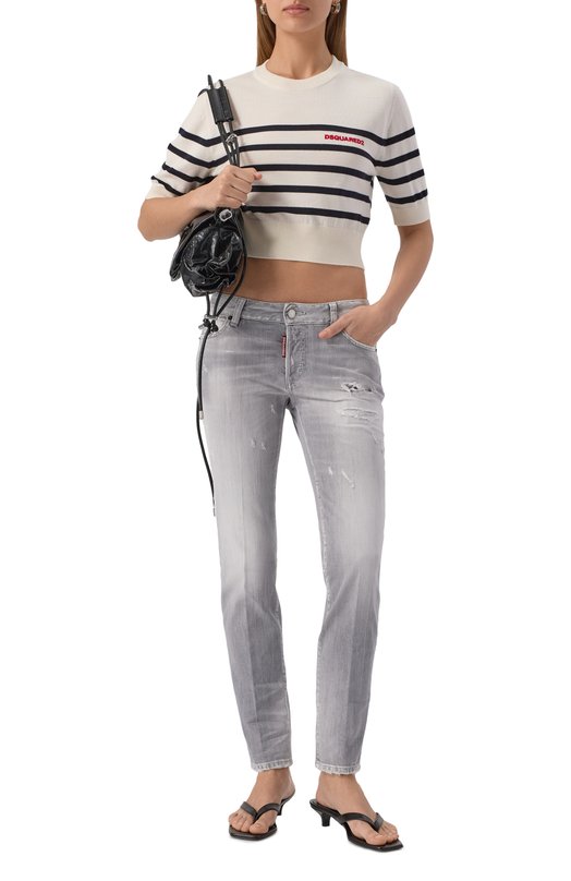 Шерстяной пуловер Dsquared2 S75HA1393/D13153 Кремовый  S75HA1393/D13153 Фото 2