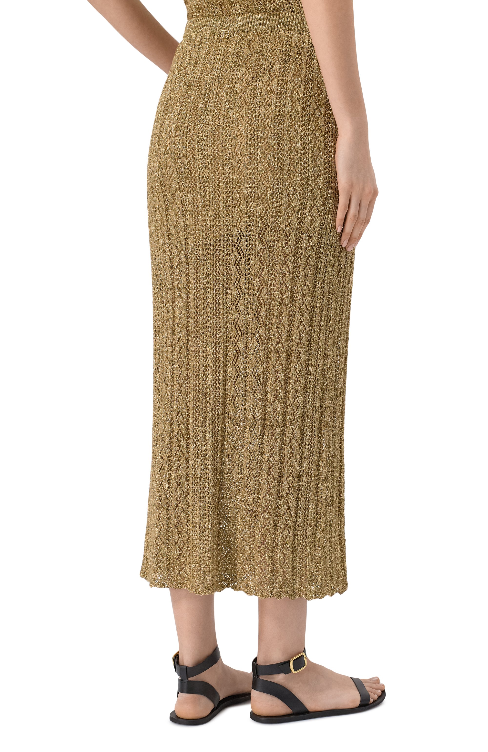 Юбка из вискозы TWINSET золотого цвета по цене 36600 руб., арт. 251TT3192, фото 4 Юбка из вискозы TWINSET, арт. 251TT3192, фото 4