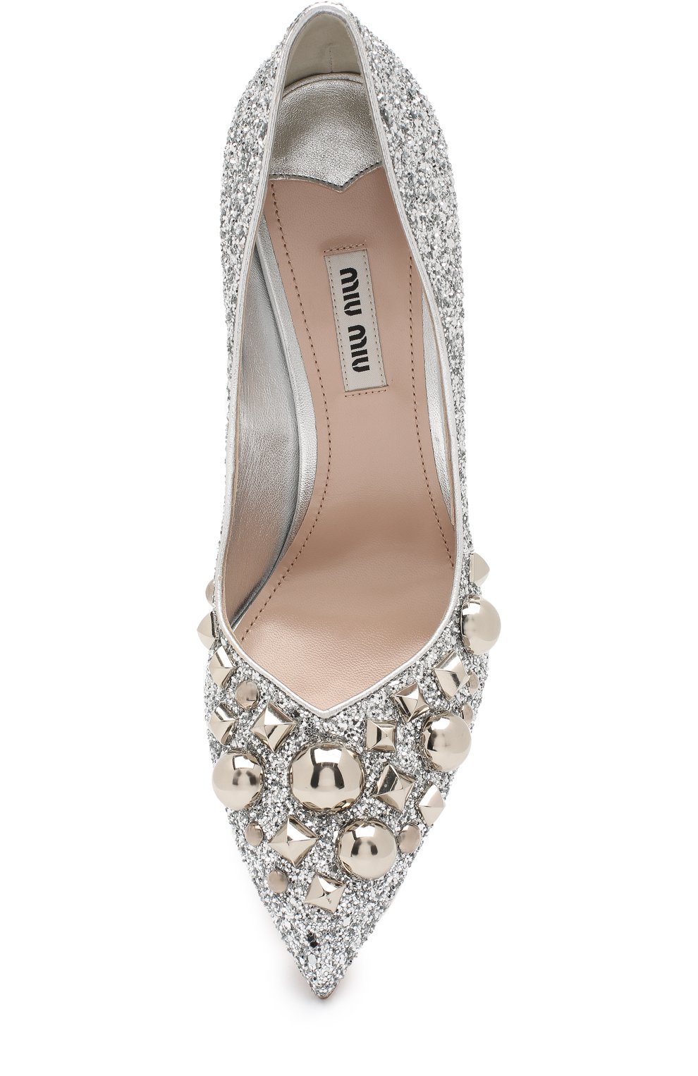 Туфли с глиттером и заклепками на шпильке MIU MIU, арт. 5I242B/36B, фото 5