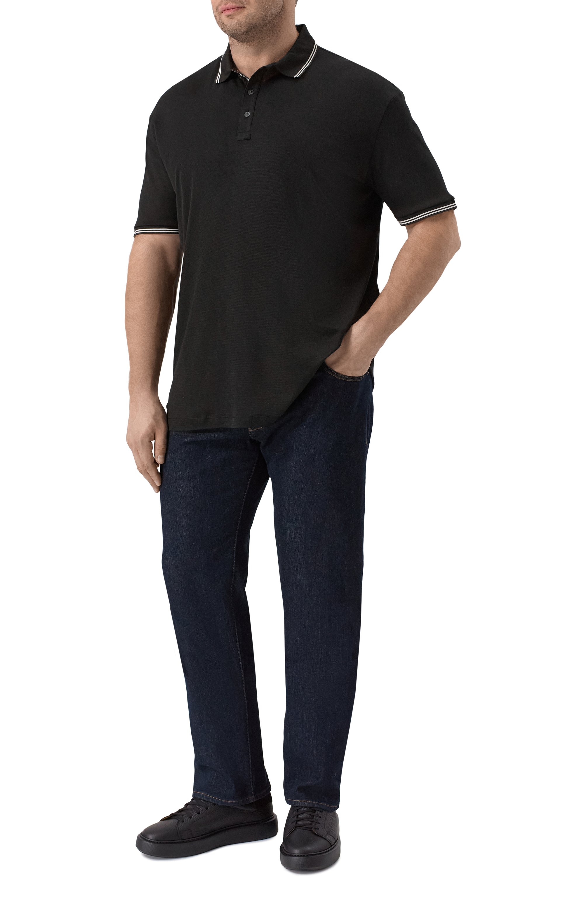 Поло из хлопка и лиоцелла PAUL&SHARK черного цвета по цене 35100 руб., арт. 26411256, фото 2 Поло из хлопка и лиоцелла PAUL&SHARK, арт. 26411256, фото 2