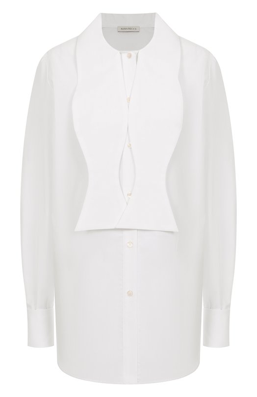 Хлопковая блузка Nina Ricci 25ACT0029/C01077 Белый 25ACT0029/C01077