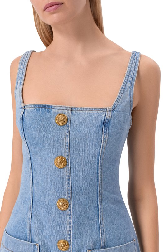 Джинсовое платье Balmain GF1R2531/DG11 Голубой  GF1R2531/DG11 Фото 4