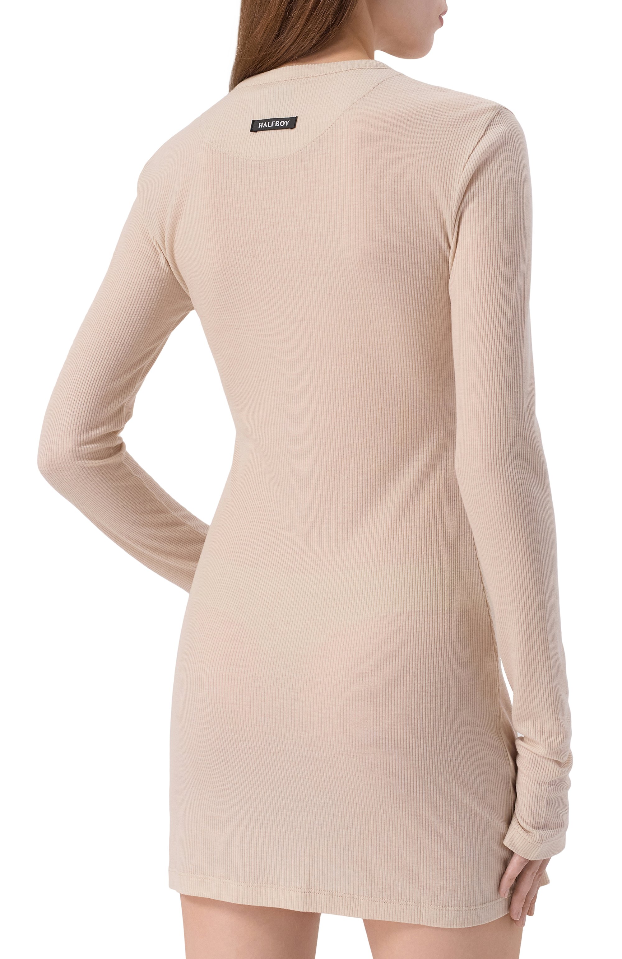 Платье из лиоцелла и шерсти HALFBOY кремового цвета по цене 27800 руб., арт. HF251WD007, фото 4 Платье из лиоцелла и шерсти HALFBOY, арт. HF251WD007, фото 4