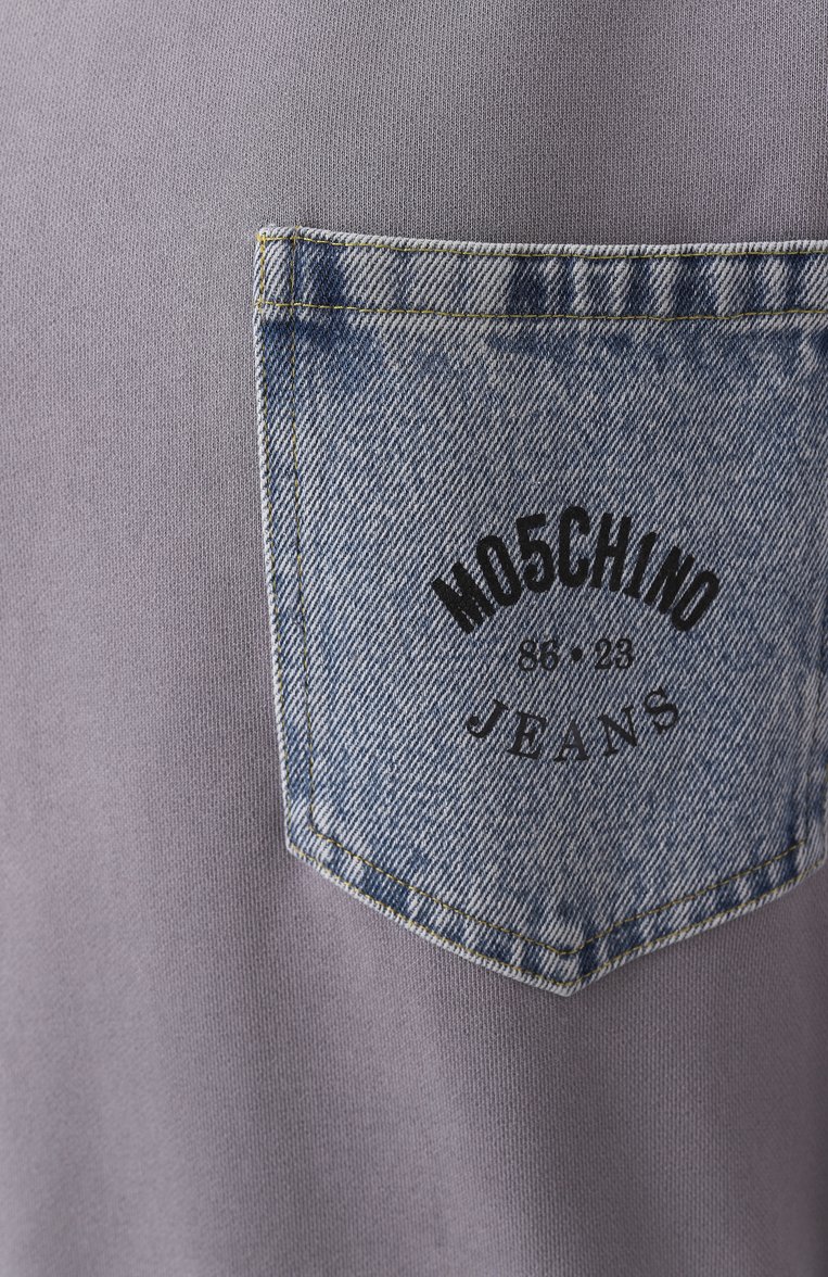 Женский хлопковый свитшот M05CH1NO JEANS серого цвета, арт. A1709/3228 | Фото 6 (Материал сплава: Проставлено; Рукава: Длинные; Длина (для топов): Стандартные; Драгоценные камни: Проставлено; Женское Кросс-КТ: Свитшот-одежда; Стили: Кэжуэл; Материал внешний: Хлопок)