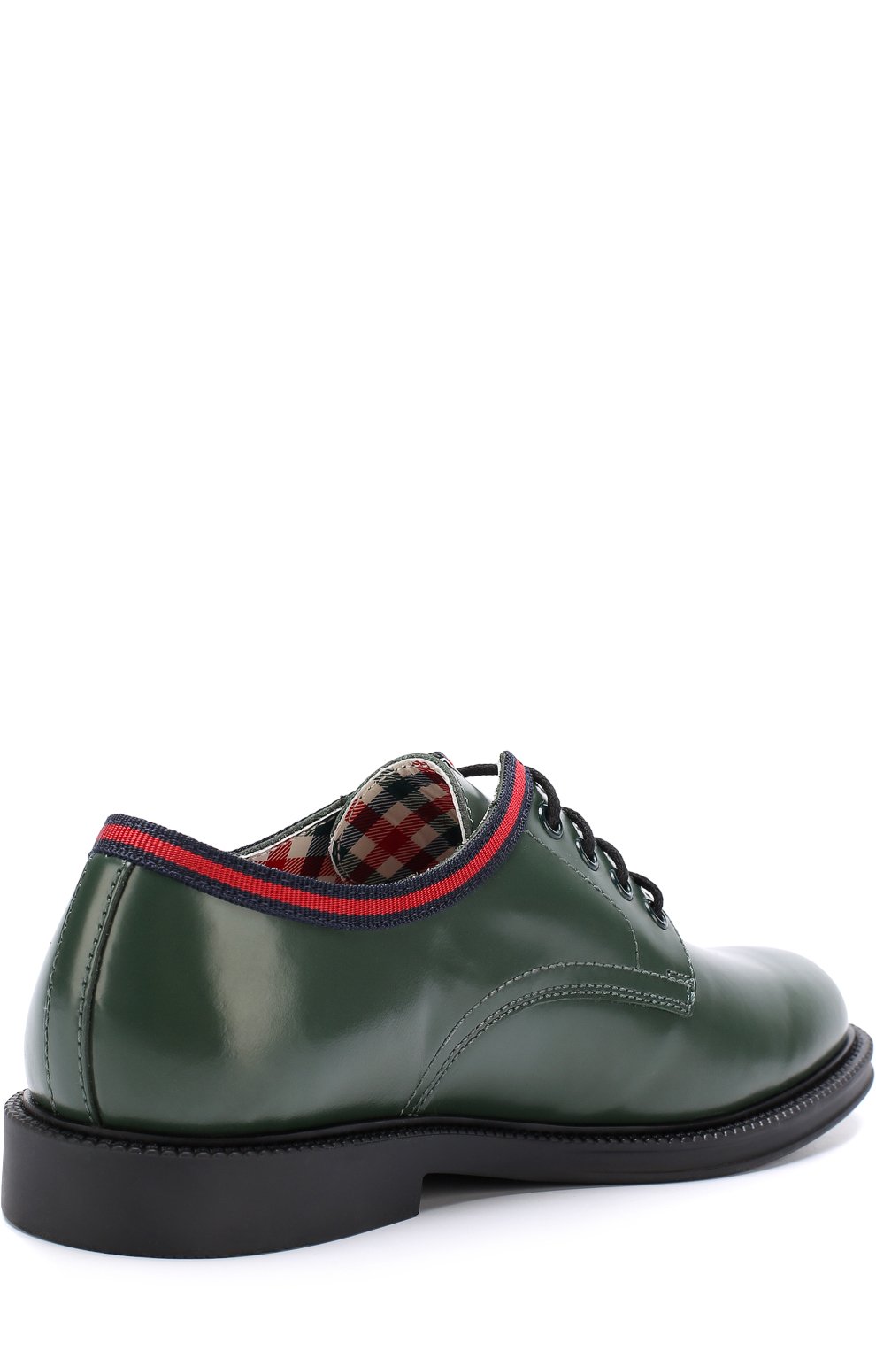 Кожаные дерби с текстильной отделкой GUCCI зеленого цвета по цене 30950 руб., арт. 477514/D7310, фото 3 Кожаные дерби с текстильной отделкой GUCCI, арт. 477514/D7310, фото 3