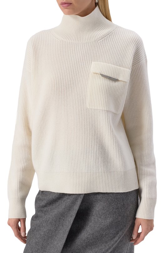 Кашемировый свитер Brunello Cucinelli M12721704P Белый  M12721704P Фото 3
