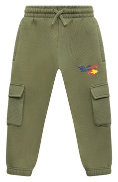 Детские хлопковые джоггеры OFF-WHITE хаки цвета, арт. 0BCH005F23FLE001 | Фото 1 (Материал внешний: Хлопок; Нос: Не проставлено; Материал сплава: Проставлено; Мальчики Кросс-КТ: Джоггеры-одежда)