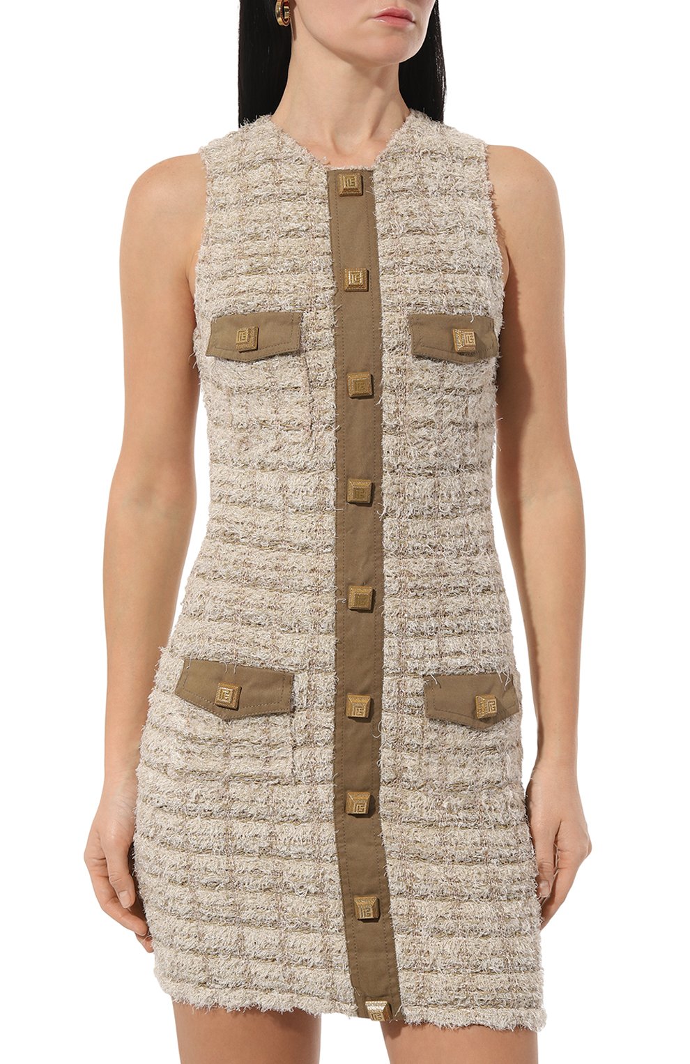 Платье BALMAIN кремового цвета по цене 288500 руб., арт. AF1R3066KD77, фото 3 Платье BALMAIN, арт. AF1R3066KD77, фото 3