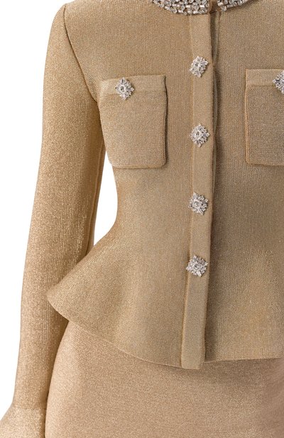 Платье SELF-PORTRAIT золотого цвета по цене 98100 руб., арт. RS26206MGD, фото 4 Платье SELF-PORTRAIT, арт. RS26206MGD, фото 4