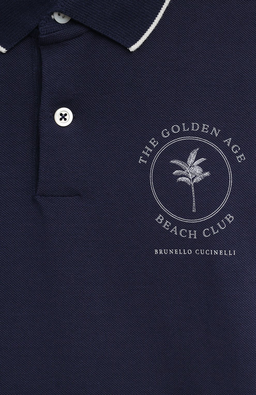Хлопковое поло BRUNELLO CUCINELLI темно-синего цвета по цене 19100 руб., арт. BE854T317A, фото 3 Хлопковое поло BRUNELLO CUCINELLI, арт. BE854T317A, фото 3