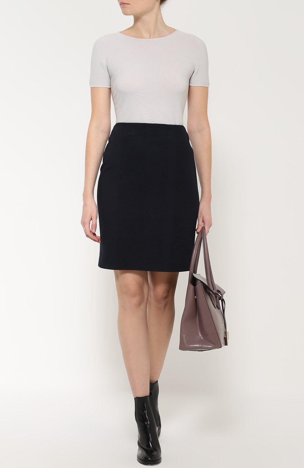 Приталенный топ фактурной вязки с коротким рукавом GIORGIO ARMANI, арт. 6XAM32/AM05Z, фото 2