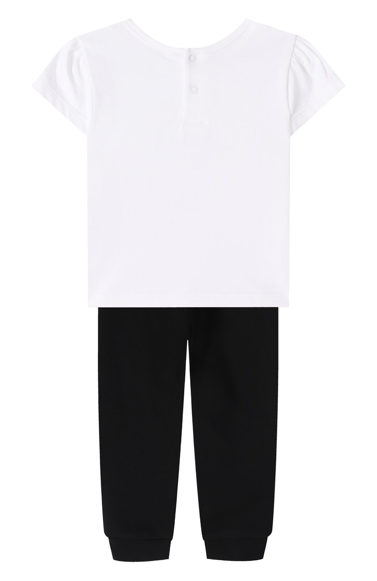Детская комплект из футболки и брюк KARL LAGERFELD KIDS черно-белого цвета, арт. Z30517. | Фото 2 (Материал сплава: Проставлено; Материал внешний: Хлопок; Девочки Кросс-КТ: Костюмы-спорт; Рукава: Короткие; Драгоценные камни: Проставлено; Ростовка одежда: 24 мес | 92 см)