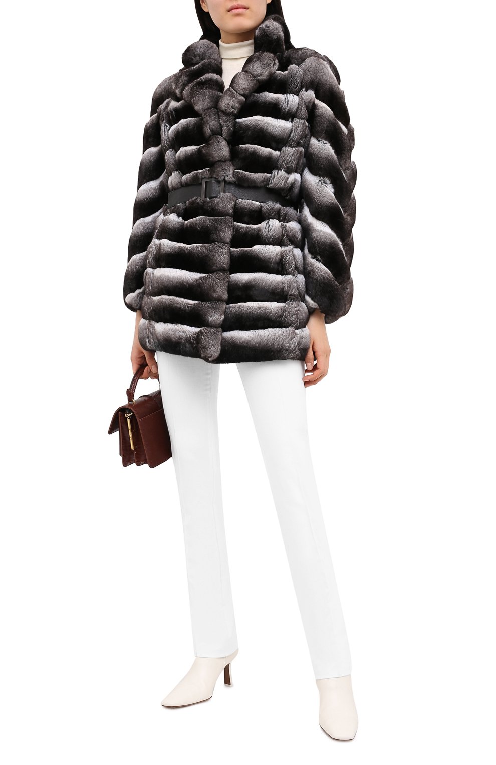 Шуба из меха шиншиллы с поясом KITON, арт. D46685X04P17, фото 2