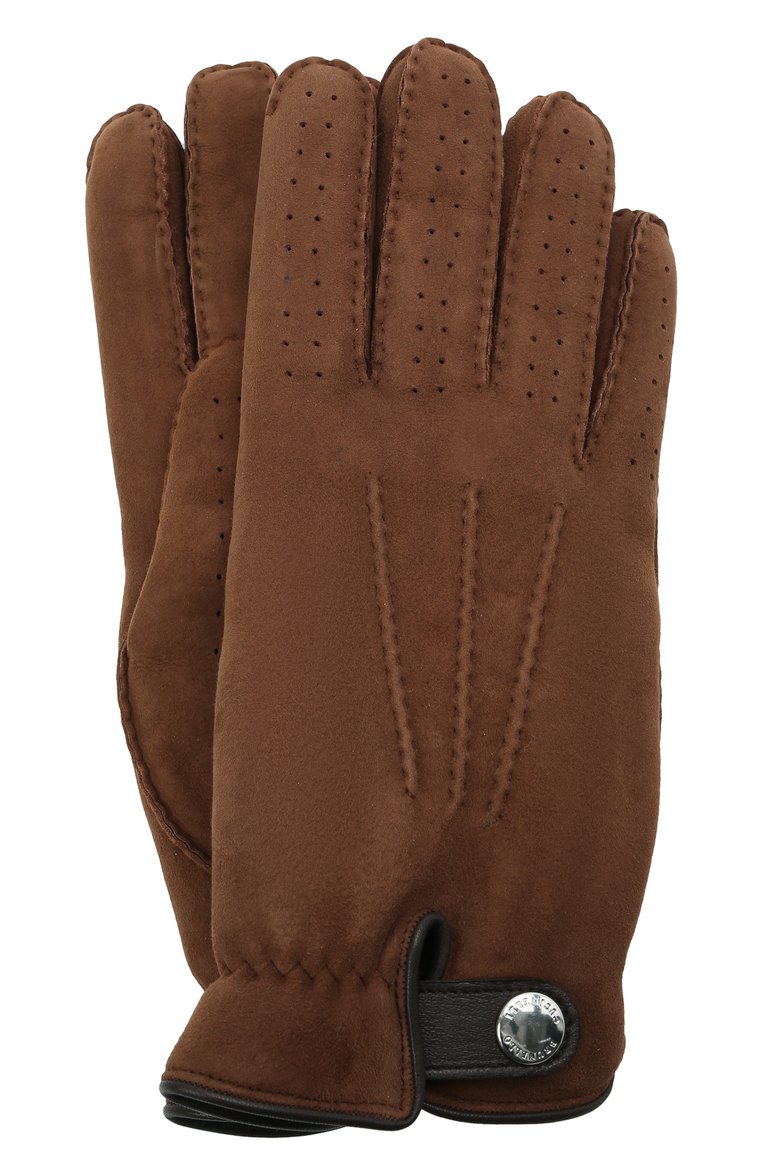 Мужские замшевые перчатки BRUNELLO CUCINELLI коричневого цвета, арт. MPMS93608 | Фото 1 (Материал: Замша, Натуральная кожа; Кросс-КТ: Пуховик; Материал сплава: Проставлено; Нос: Не проставлено; Мужское Кросс-КТ: Кожа и замша)