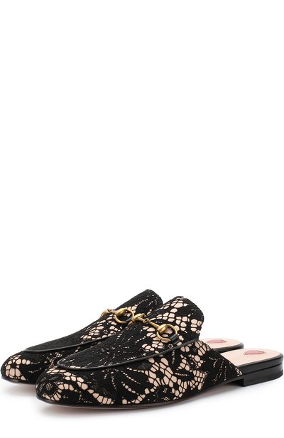 Кожаные сабо princetown с глиттером GUCCI черного цвета по цене 82050 руб., арт. 475094/9BY20, фото 1 Кожаные сабо princetown с глиттером GUCCI, арт. 475094/9BY20, фото 1