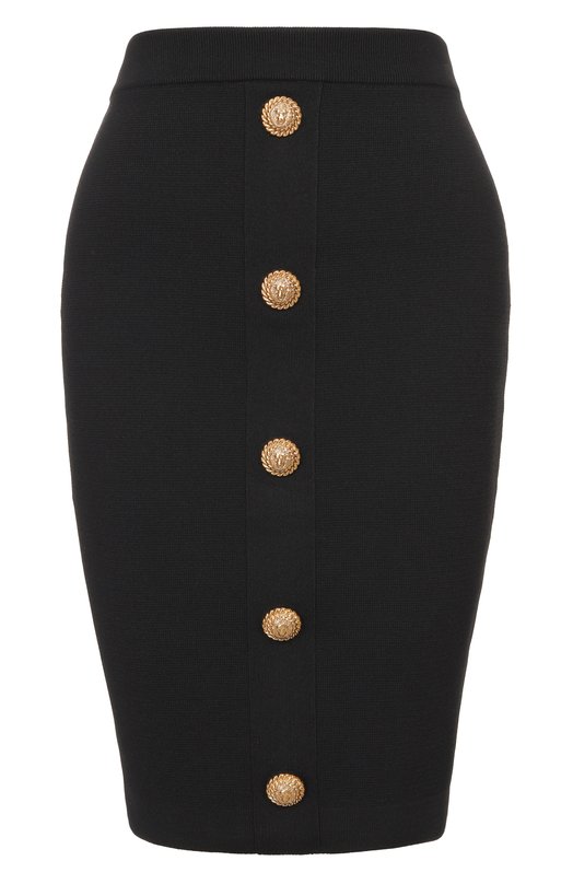 Юбка из вискозы Balmain GF1LC018/KJ43 Чёрный GF1LC018/KJ43
