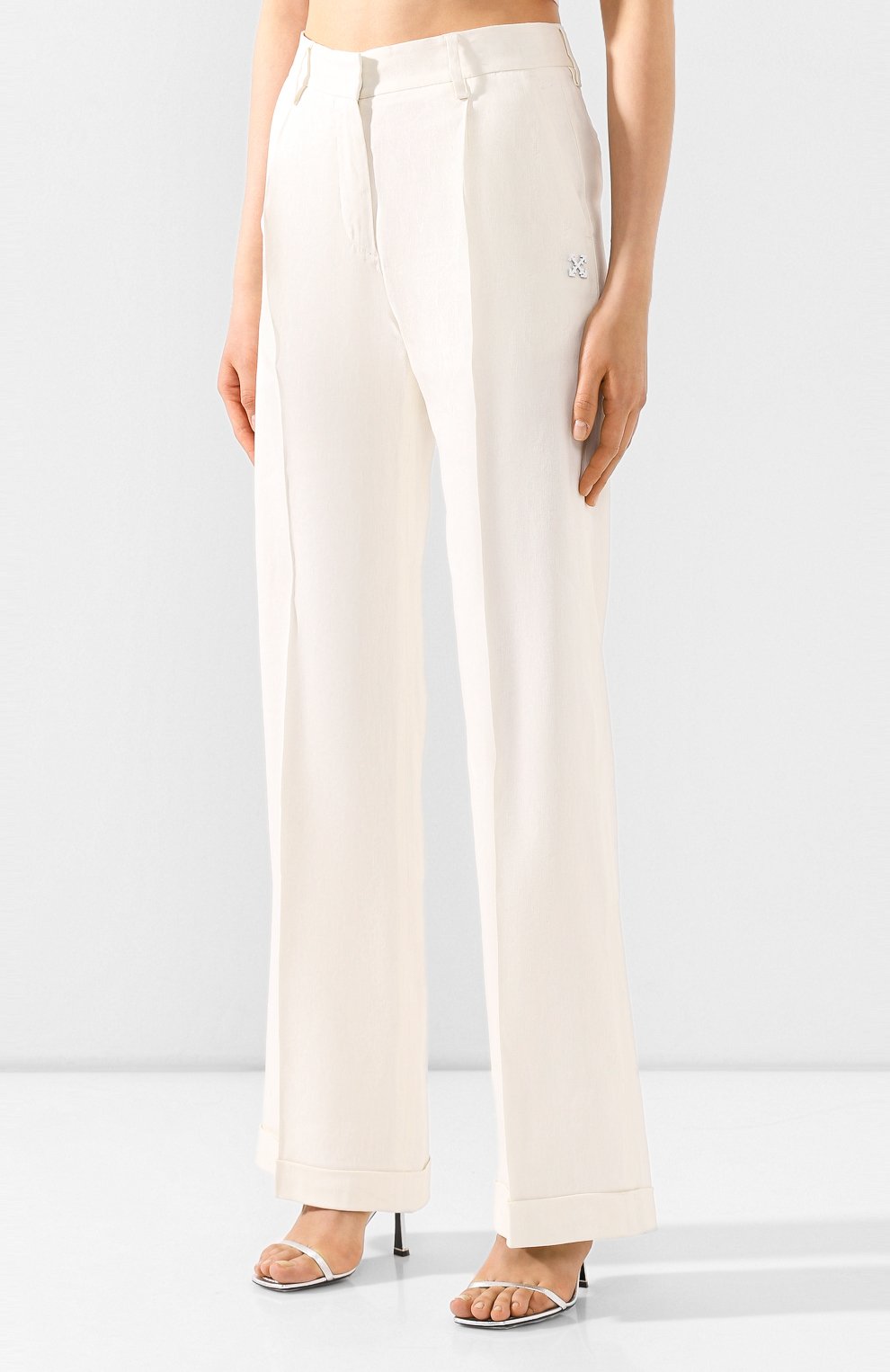 Брюки из смеси льна и вискозы OFF-WHITE белого цвета по цене 75250 руб., арт. 0WCA102S20FAB0020100, фото 3 Брюки из смеси льна и вискозы OFF-WHITE, арт. 0WCA102S20FAB0020100, фото 3