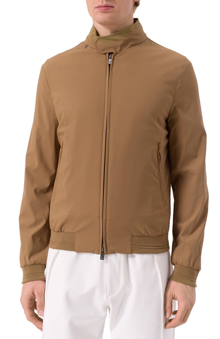 Мужской шерстяной бомбер CORNELIANI светло-коричневого цвета, арт. 25L5V2-2520123 | Фото 3 (Материал внешний: Синтетический материал, Шерсть; Длина (верхняя одежда): Короткие; Рукава: Длинные; Стили: Кэжуэл; Мужское Кросс-КТ: шерсть и кашемир; Принт: Без принта; Кросс-КТ: бомбер, Легкие; Автоматизация ТО: Проставлено; Автоматизация состава: Проставлено; Детали: Без декора)