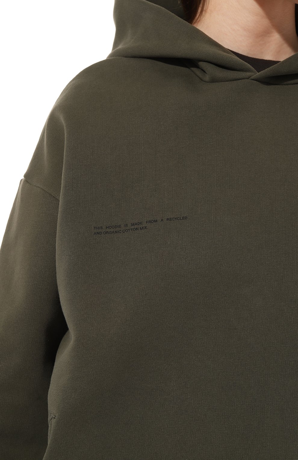 Хлопковое худи PANGAIA темно-зеленого цвета по цене 22950 руб., арт. RECYCLED COTTON HOODIE, фото 8 Хлопковое худи PANGAIA, арт. RECYCLED COTTON HOODIE, фото 8