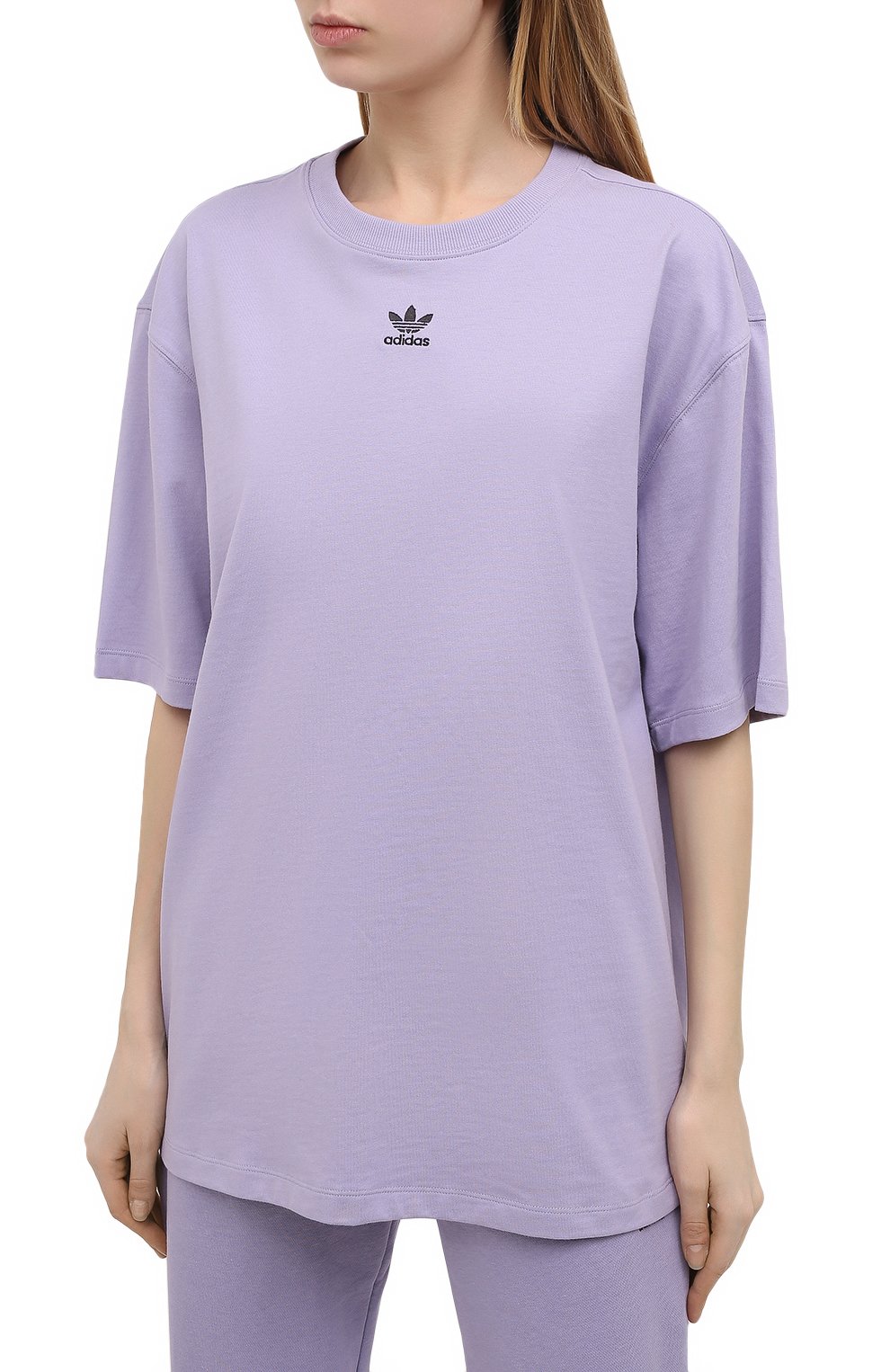 Хлопковая футболка ADIDAS ORIGINALS сиреневого цвета по цене 2500 руб., арт. GN4782, фото 3 Хлопковая футболка ADIDAS ORIGINALS, арт. GN4782, фото 3
