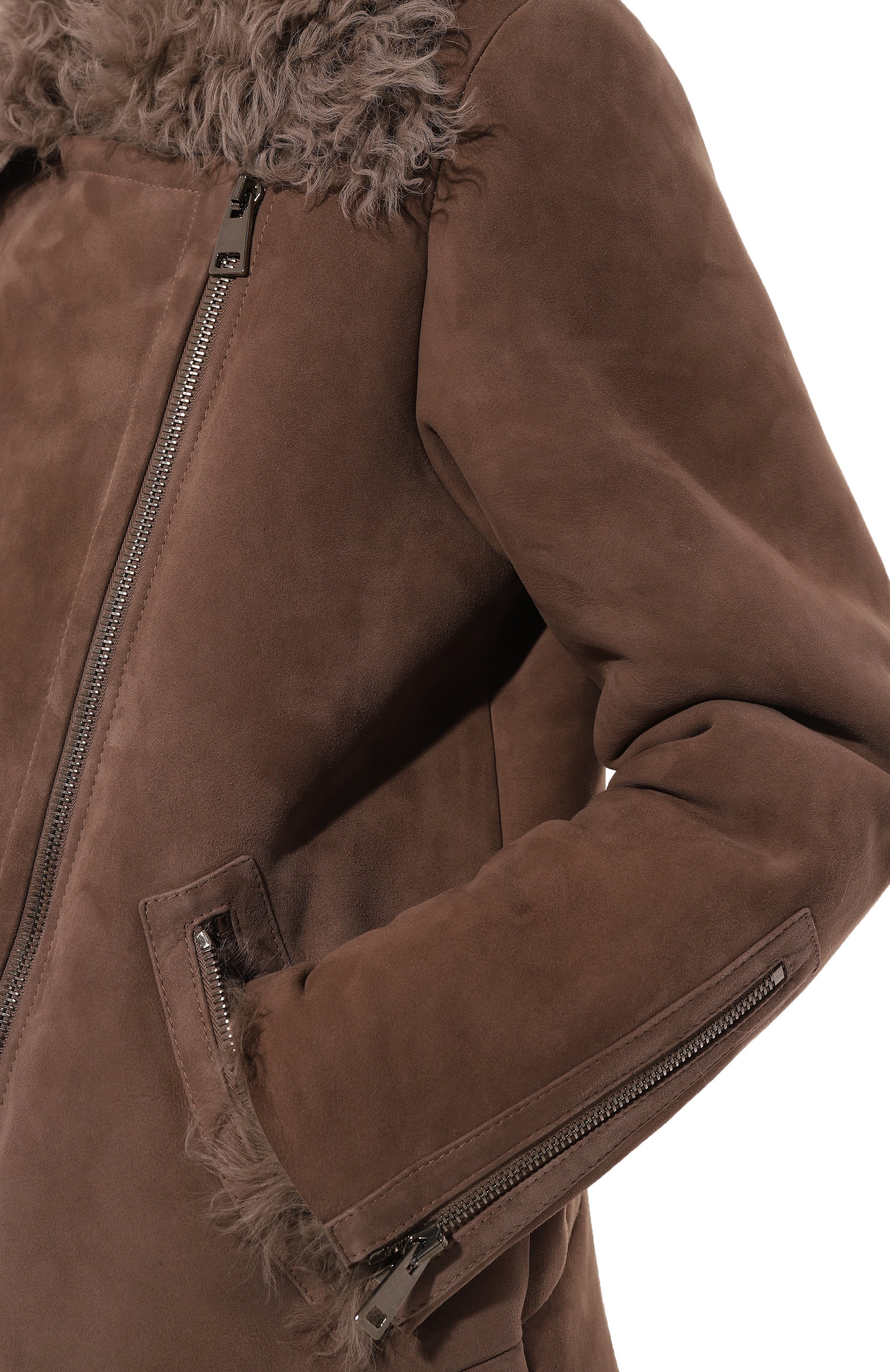 Дубленка из овчины MASLOV коричневого цвета по цене 215010 руб., арт. WS234, фото 5 Дубленка из овчины MASLOV, арт. WS234, фото 5