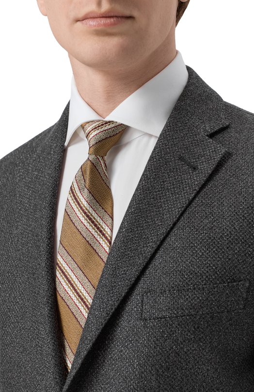 Шелковый галстук Loro Piana FAQ1373 Коричневый  FAQ1373 Фото 2