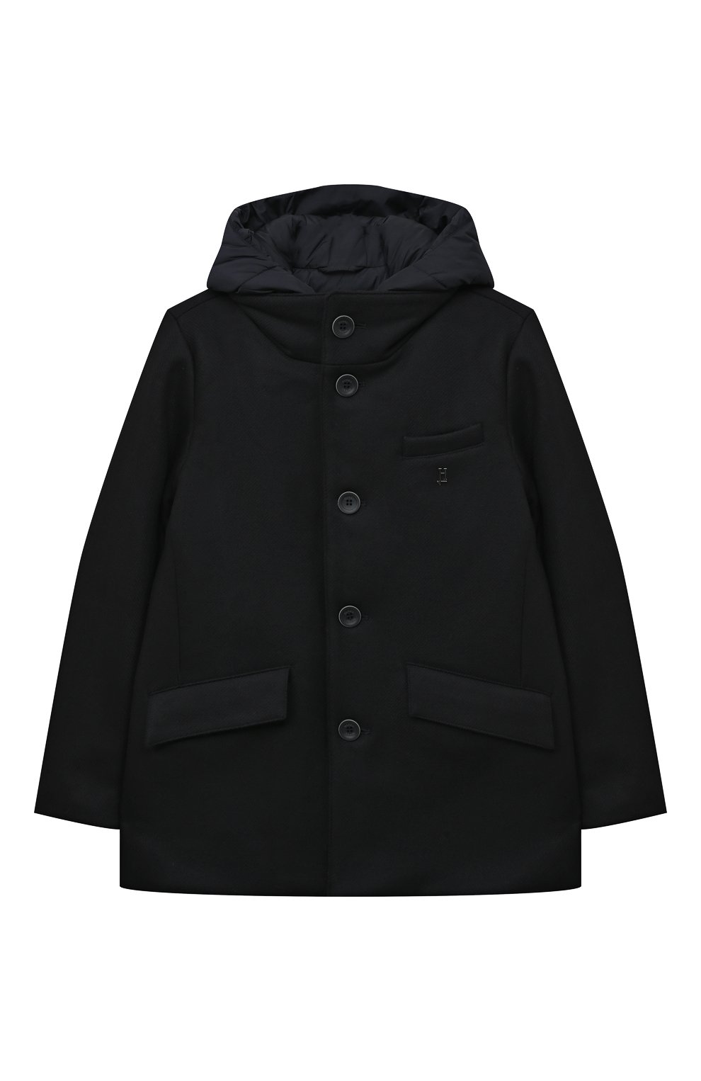 Шерстяное пальто HERNO темно-синего цвета по цене 49400 руб., арт. GC000028B/33344/4A-8A, фото 1 Шерстяное пальто HERNO, арт. GC000028B/33344/4A-8A, фото 1