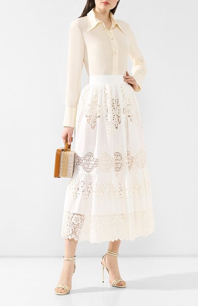 Хлопковая юбка DOLCE & GABBANA белого цвета по цене 246000 руб., арт. F4BHYZ/FGMFH, фото 2 Хлопковая юбка DOLCE & GABBANA, арт. F4BHYZ/FGMFH, фото 2