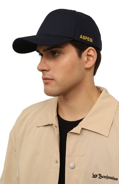 Хлопковая бейсболка ASPESI темно-синего цвета по цене 7995 руб., арт. 2C01/P128, фото 2 Хлопковая бейсболка ASPESI, арт. 2C01/P128, фото 2