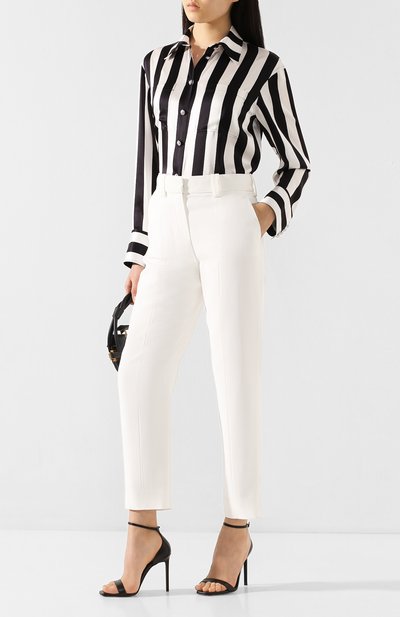 Шелковая рубашка BALMAIN черно-белого цвета по цене 142500 руб., арт. TF02654/I436, фото 2 Шелковая рубашка BALMAIN, арт. TF02654/I436, фото 2