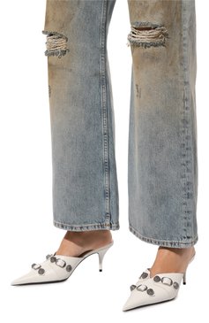 Женские кожаные мюли cagole 70 BALENCIAGA белого цвета, арт. 714253/WAD4E | Фото 3 (Материал внутренний: Натуральная кожа; Драгоценные камни: Проставлено; Материал сплава: Проставлено; Каблук высота: Высокий; Подошва: Плоская; Каблук тип: Шпилька; Материал внешний: Натуральная кожа)