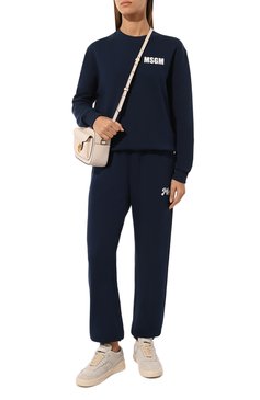 Женский хлопковый свитшот MSGM синего цвета, арт. 3641MDM95/247000 | Фото 2 (Рукава: Длинные; Материал сплава: Проставлено; Длина (для топов): Стандартные; Материал внешний: Хлопок; Драгоценные камни: Проставлено; Женское Кросс-КТ: Свитшот-одежда; Стили: Спорт-шик)