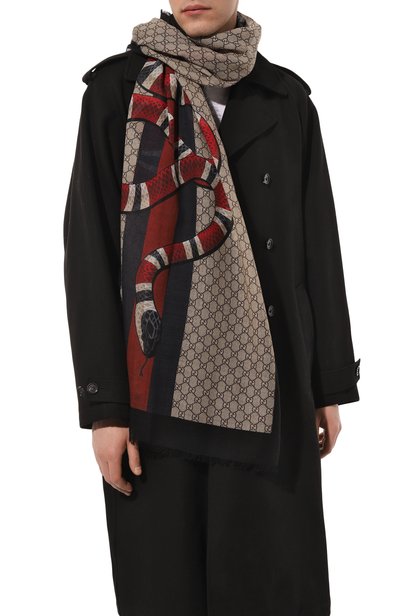 Шерстяной шарф GUCCI бежевого цвета по цене 51840 руб., арт. 429733 4G200, фото 2 Шерстяной шарф GUCCI, арт. 429733 4G200, фото 2