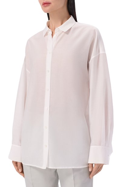 Рубашка из хлопка и шелка 12 STOREEZ белого цвета по цене 17000 руб., арт. 137455, фото 3 Рубашка из хлопка и шелка 12 STOREEZ, арт. 137455, фото 3