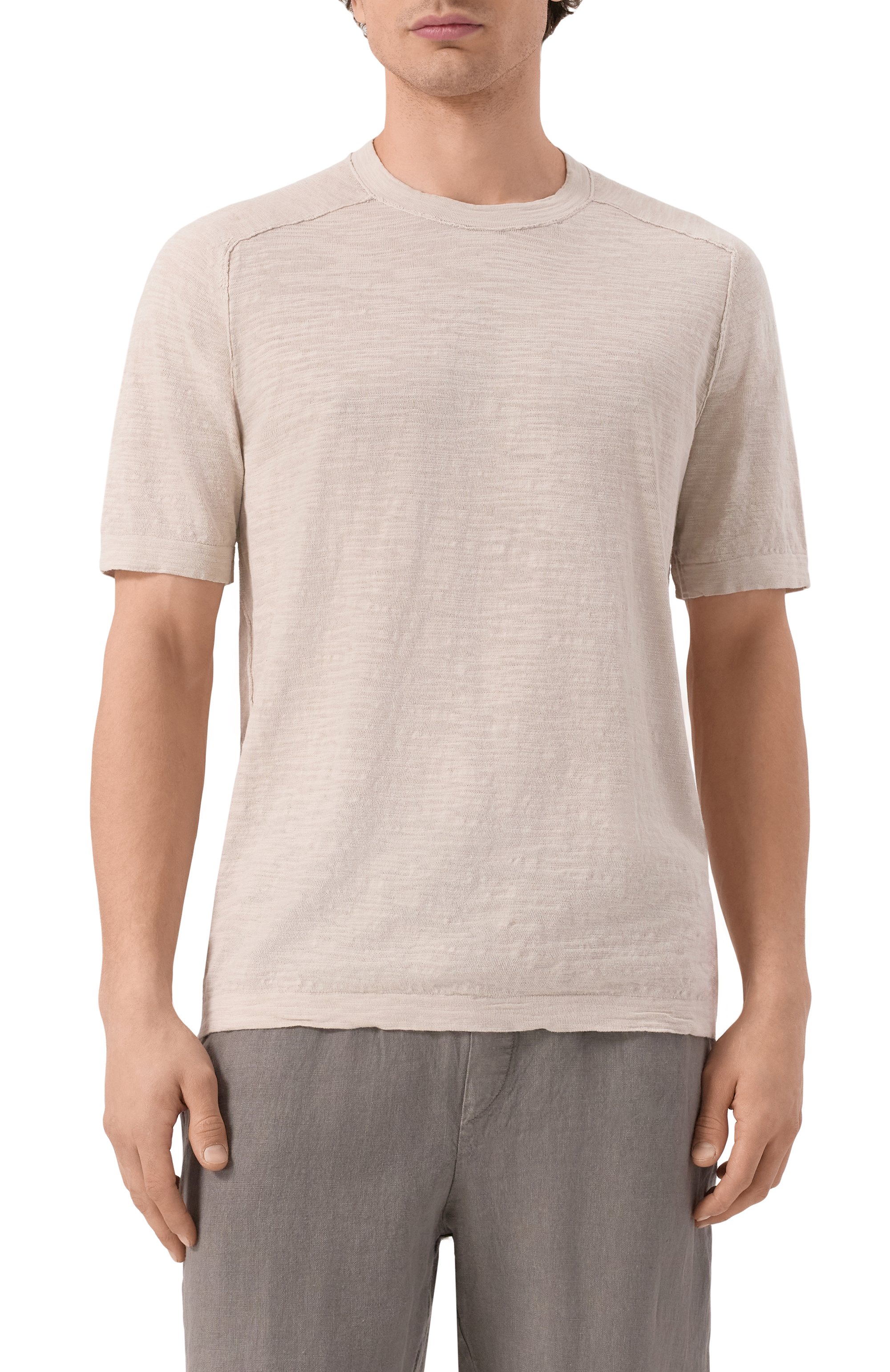 Футболка из хлопка и льна TRANSIT бежевого цвета по цене 26050 руб., арт. CFUTRZ8431, фото 3 Футболка из хлопка и льна TRANSIT, арт. CFUTRZ8431, фото 3