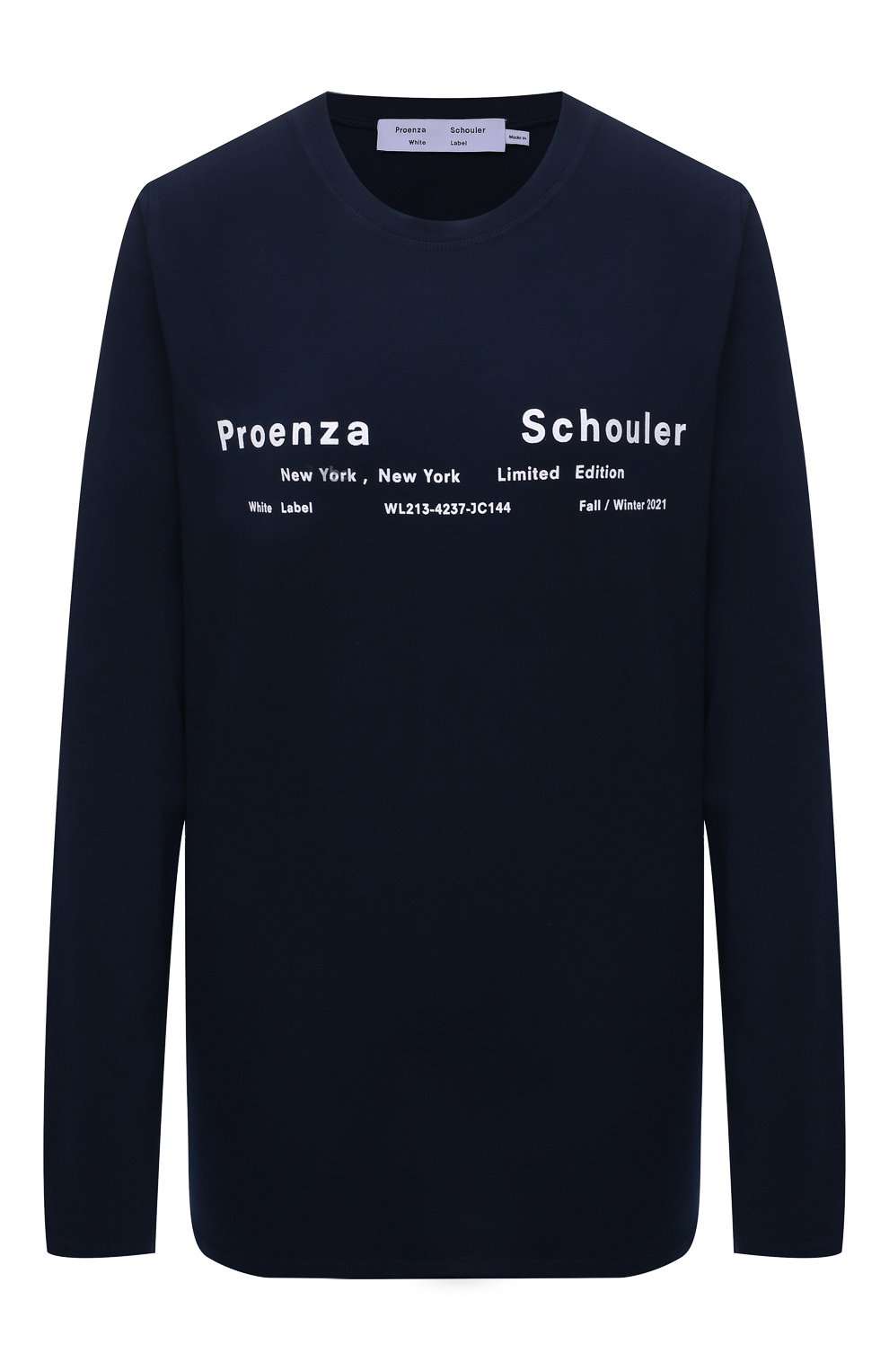 Хлопковый лонгслив PROENZA SCHOULER WHITE LABEL темно-серого цвета по цене 19550 руб., арт. WL2134237-JC144, фото 1 Хлопковый лонгслив PROENZA SCHOULER WHITE LABEL, арт. WL2134237-JC144, фото 1