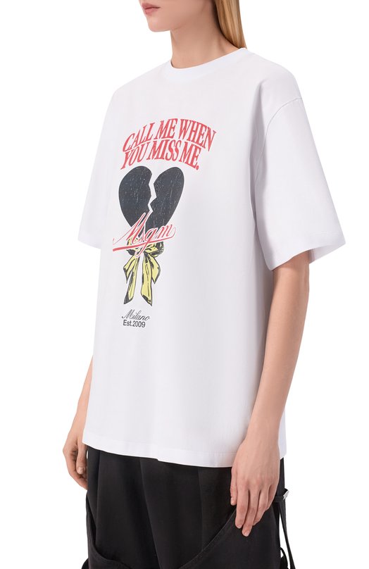 Хлопковая футболка MSGM 4042MDM97 267002/267002 Белый  4042MDM97 267002/267002 Фото 3