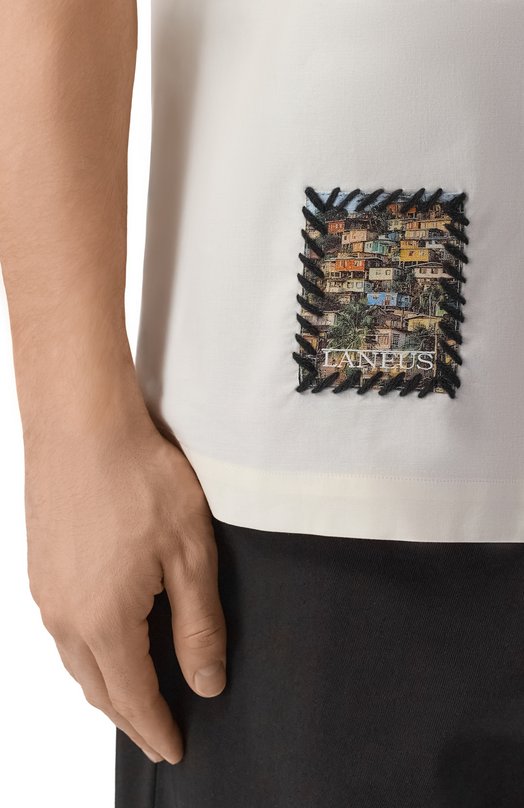 Хлопковая рубашка Laneus S6LAMASI119 Кремовый  S6LAMASI119 Фото 5