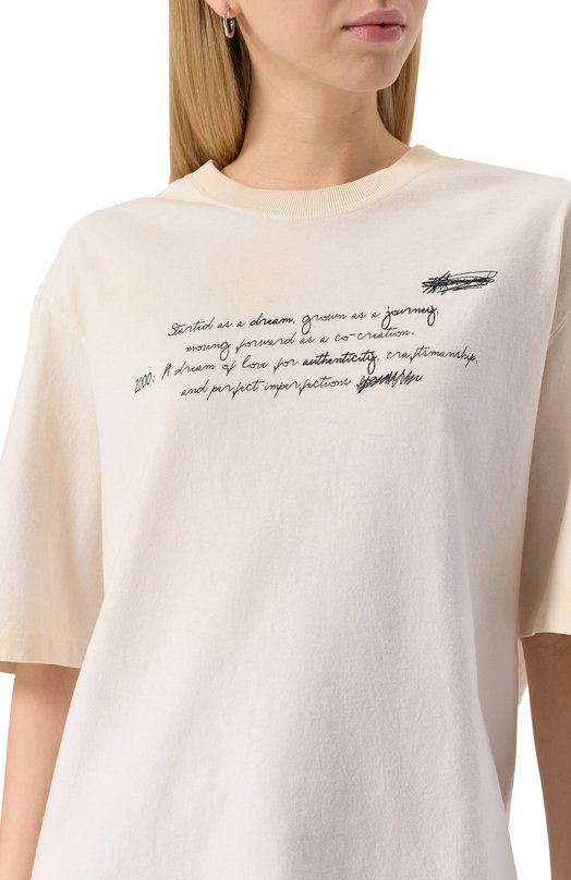 Хлопковая футболка Golden Goose Deluxe Brand GUP01873.P001874 Кремовый  GUP01873.P001874 Фото 5