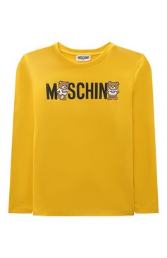 Детская хлопковый лонгслив MOSCHINO желтого цвета, арт. HU000R/LAA20/4A-8A | Фото 1 (Рукава: Длинные; Мальчики Кросс-КТ: Лонгслив-одежда; Материал сплава: Проставлено; Материал внешний: Хлопок; Драгоценные камни: Проставлено)