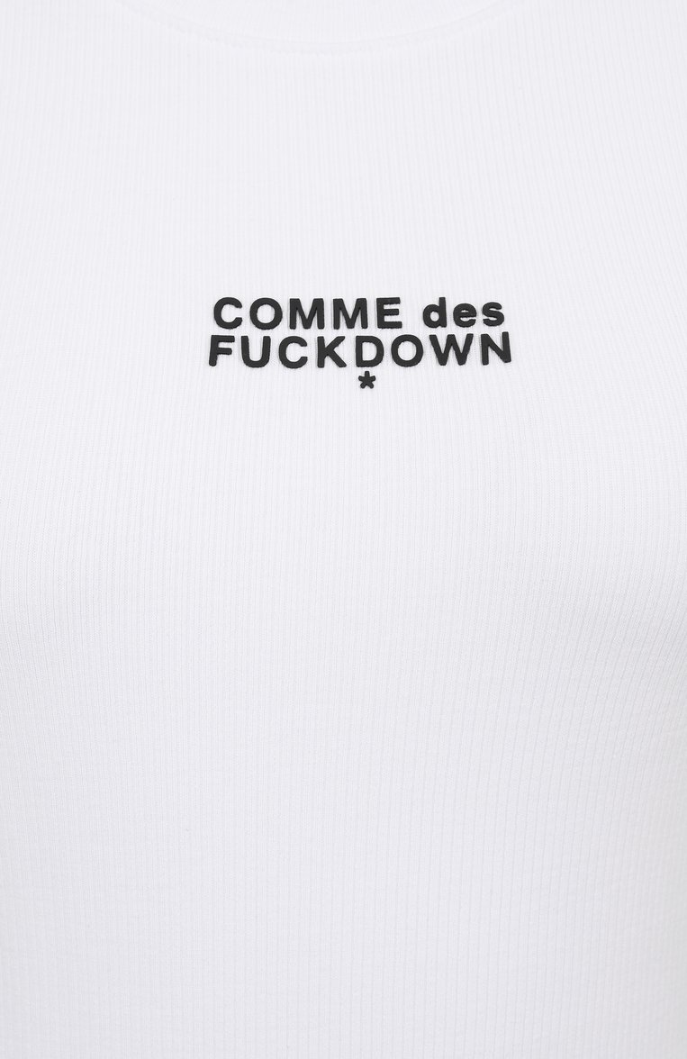 Женский хлопковый топ COMME DES FUCKDOWN белого цвета, арт. CFABW01240 | Фото 6 (Длина (для топов): Укороченные; Материал внешний: Хлопок; Рукава: Без рукавов; Стили: Кэжуэл)