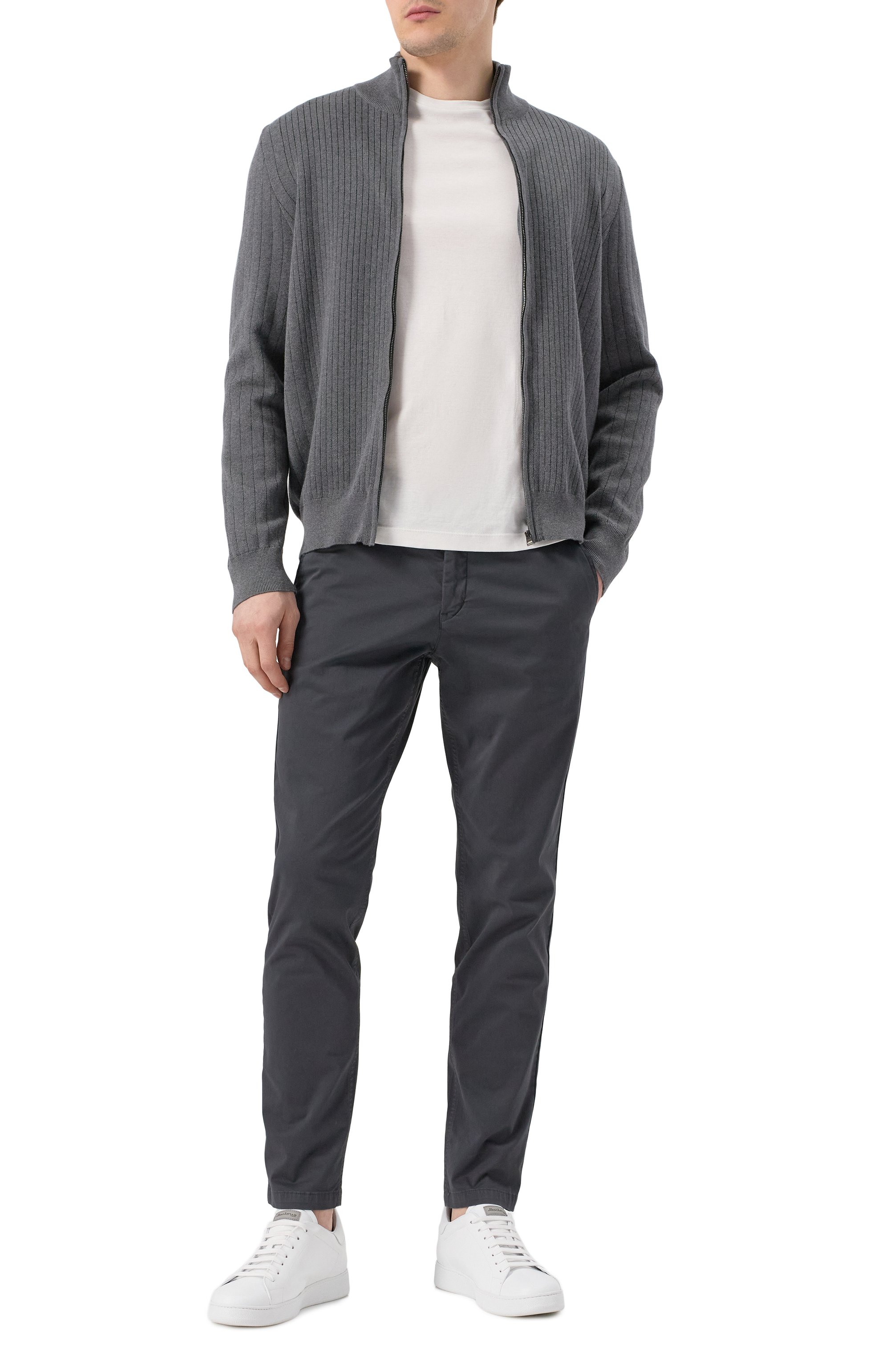 Хлопковый кардиган BOSS темно-серого цвета по цене 29950 руб., арт. 50534403, фото 2 Хлопковый кардиган BOSS, арт. 50534403, фото 2