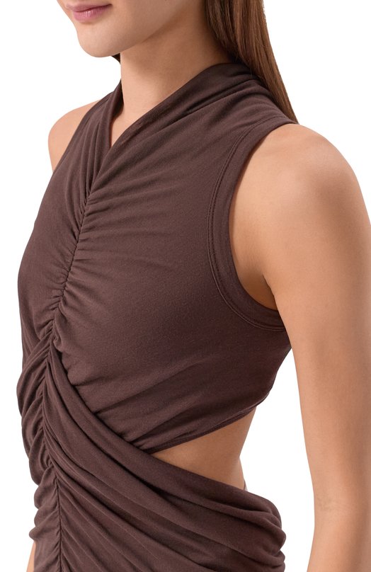 Топ из вискозы и шелка Rick Owens RP01F6103/JS Коричневый  RP01F6103/JS Фото 5